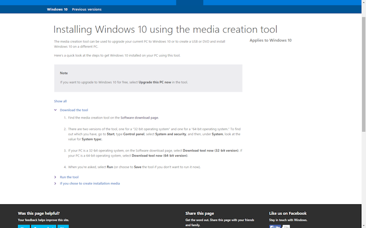 01 - Win10 media creation overview website